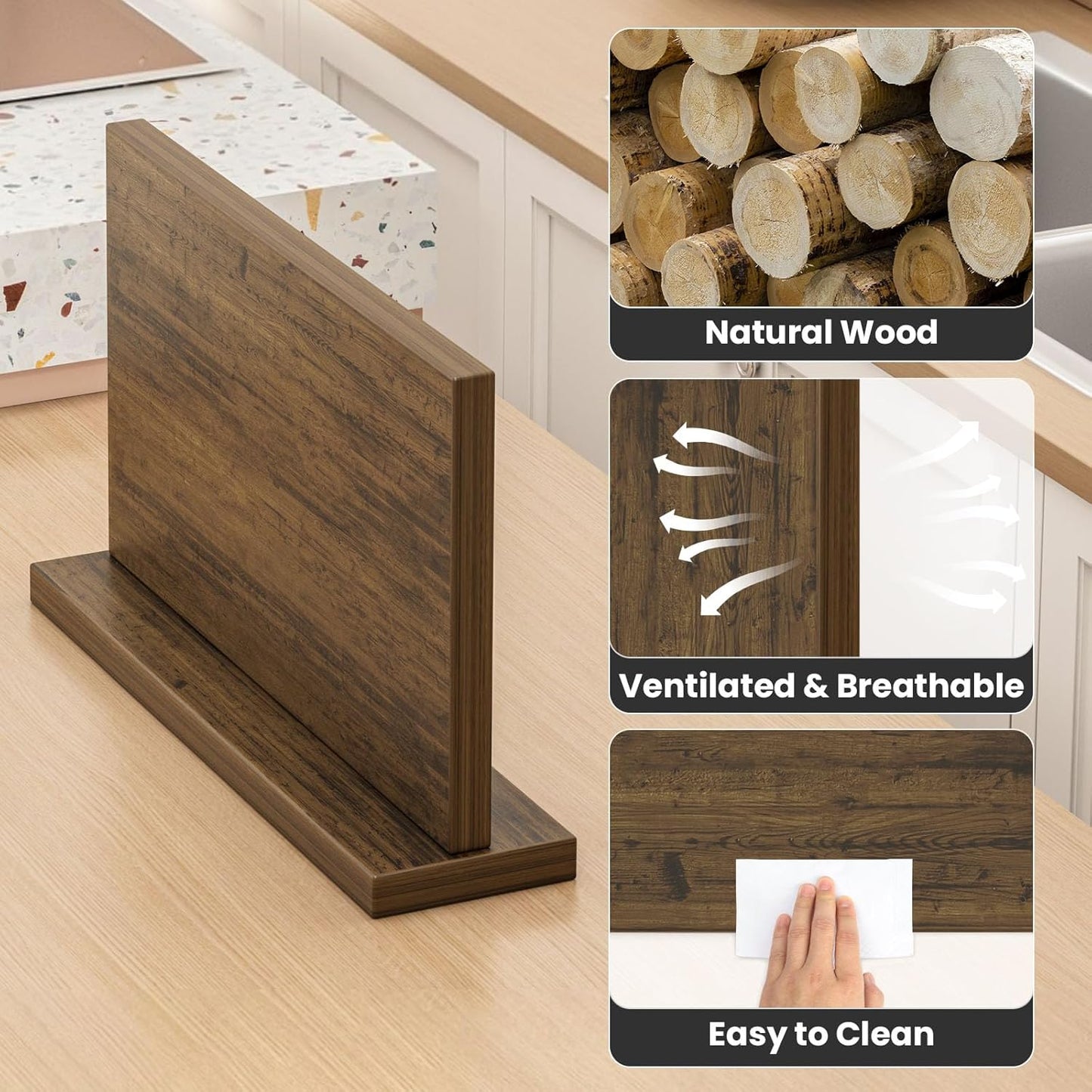 Extra Large Magnetic Knife Holder, Double-Sided Magnetic Knife Block Universal Multi-function Display Rack for Kitchen Counter (Rub Color)