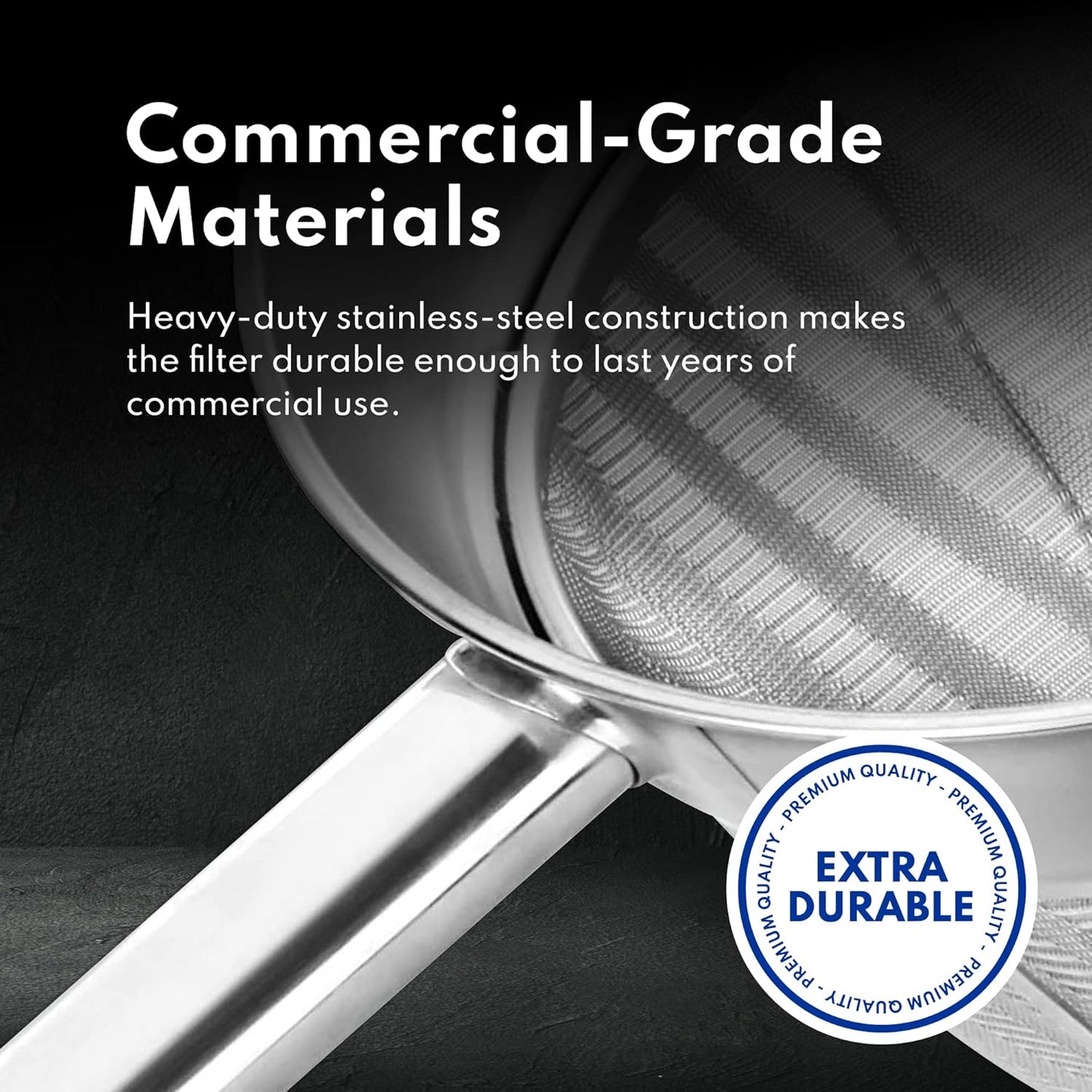 New Star Foodservice 38057 Stainless Steel Reinforced Bouillon Strainer, 10-Inch