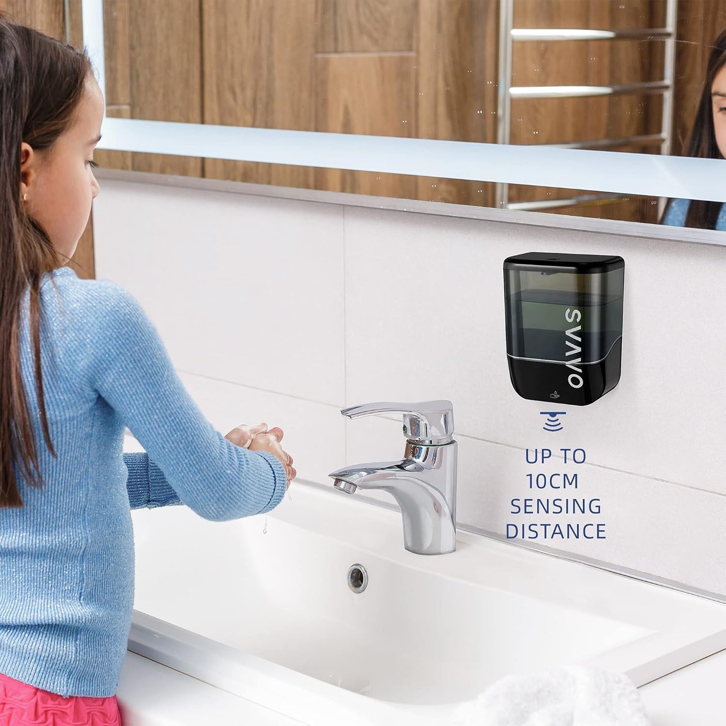 SVAVO Automatic Soap Dispenser Touchless, Hand Soap Dispenser Wall Mount, Electric Sensor Battery Operated for Offices Home Kitchen Bathroom Hotel Restaurant Commercial, 34fl.oz/1000ml Black