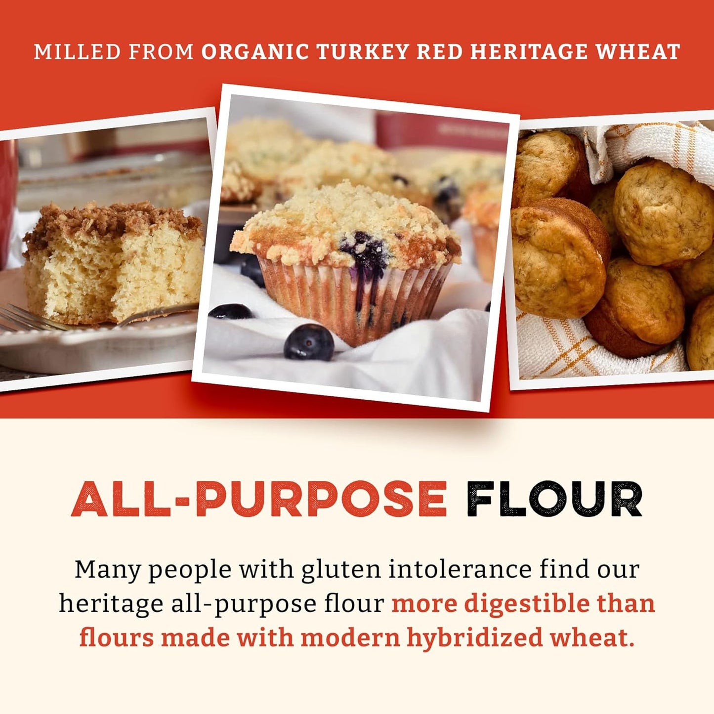 Sunrise Flour Mill Heritage Organic White Flour | USDA Organic All Purpose Flour Unbleached - Non-GMO, Kosher, Glyphosate Free, High Protein for Baking, Unbromated White Wheat (80 Ounce (Pack of 1))