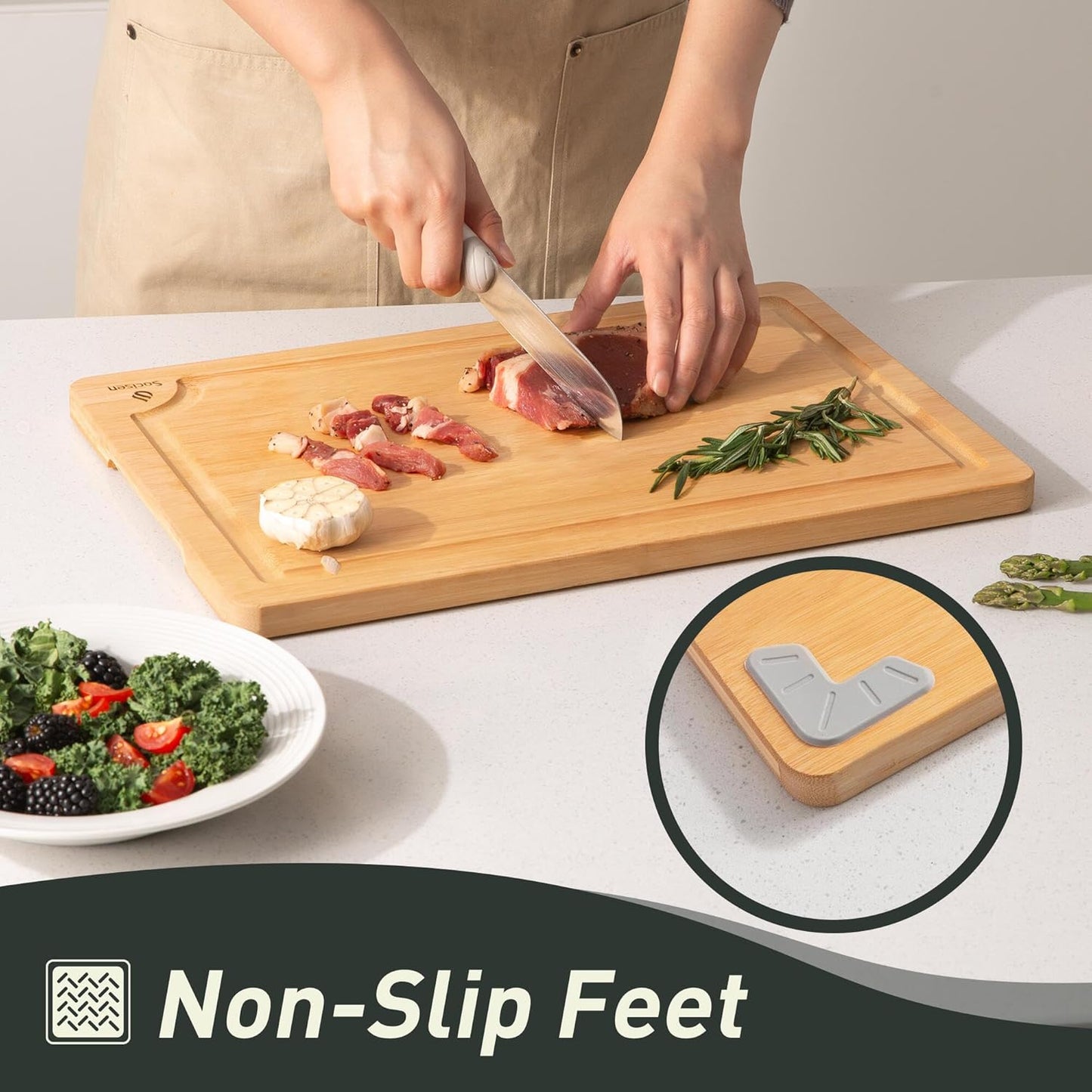 Bamboo Cutting Board Set Non Slip Feet with Holder Over Sink Adult Women Her Sister Aunt Wife Hustband Lady Bestie Soul Happy Christmas Xmas Birthday Gifts Cool Unique Aesthetic 30 40 60 70 Year Old