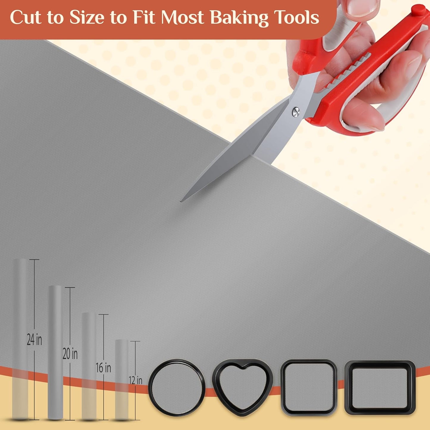 Silicone Baking Mat, 20 IN x 6 FT Free Cutting Baking Sheet,Non-Stick Reusable Dough & Pastry Mat,Non-Slip Silicone Mat Roll for Air Fryer Liner,Freeze Dryer,Oven Baking Pan,Kitchen Counter