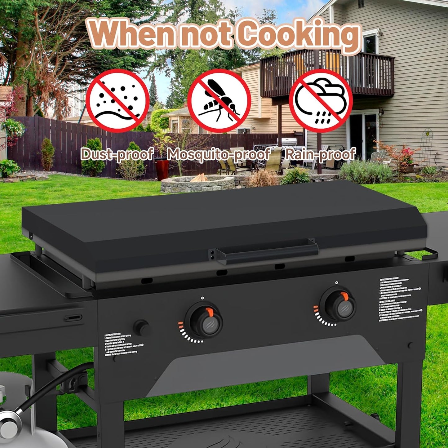 Griddle Cover 36 inch for Blackstone, Matte Texture Aluminum Grill lid for Blackstone, Powder-Coated, Suitable for 36 Griddle Grill Cover (Hinged Lid with Handle)