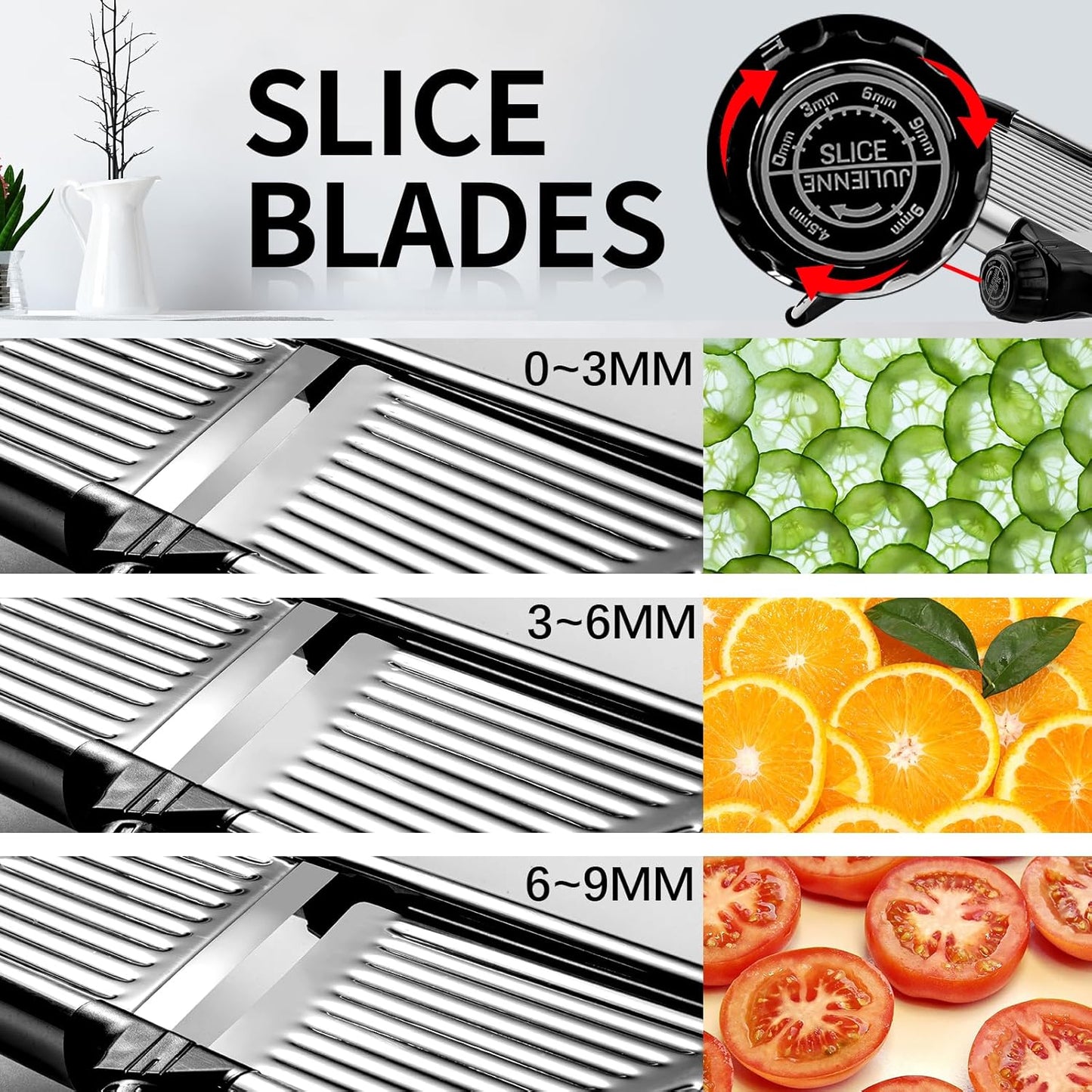 Mandoline Food Slicer, Adjustable Mandoline Slicer for Kitchen, Stainless Steel Mandolin Vegetable Chopper for Potato/Tomato/Onion, Vegetable Slicer Julienne Cutter with Cut-Resistant Gloves