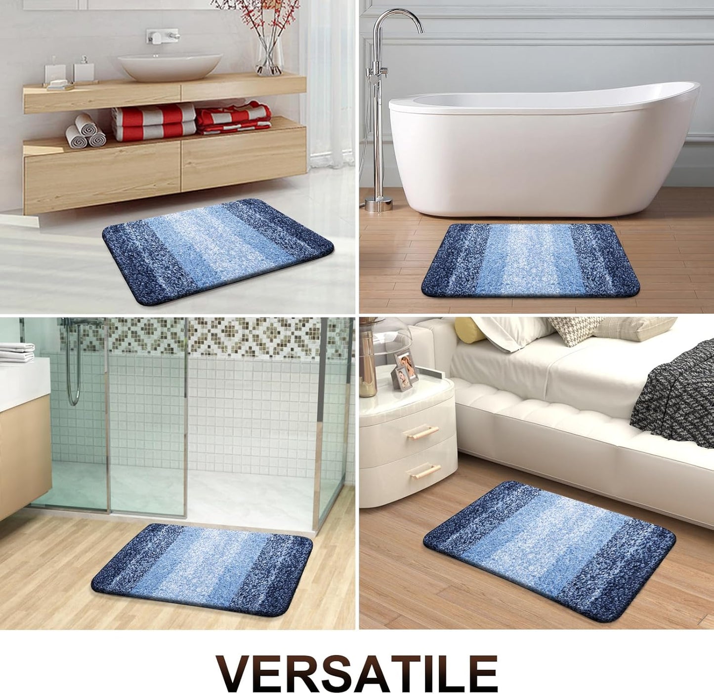 OLANLY Bathroom Runner Rugs 59x20, Extra Soft Absorbent Microfiber Bath Rugs, Rubber Backing, Quick Dry, Machine Washable Bath Mats for Bathroom Floor, Tub and Shower, Home Decor Accessories, Navy