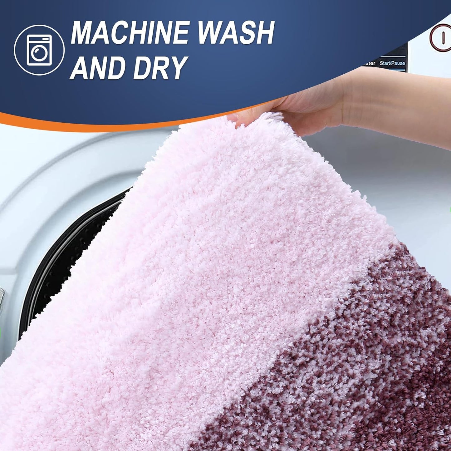 OLANLY Luxury Toilet Rugs U-Shaped 24x20, Extra Soft and Absorbent Microfiber Bathroom Rugs, Non-Slip Plush Shaggy Bath Mat, Machine Wash Dry, Contour Bathroom Mats for Toilet Base, Mauve