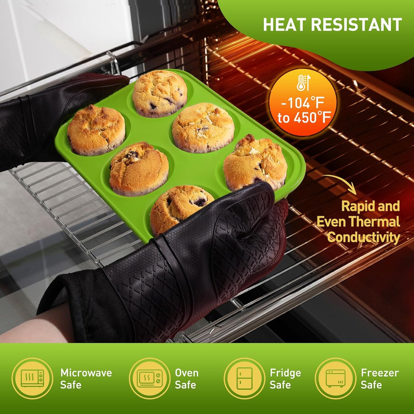 2 Pack 6 Cups Silicone Jumbo Muffin Pan with Metal Reinforced Frame Silicone Molds Mother Day Best Mama Mommy Bonus Mom Ever Mother In Law Gifts Step Mom Stepmom Grandma Gigi Granny Nana Present