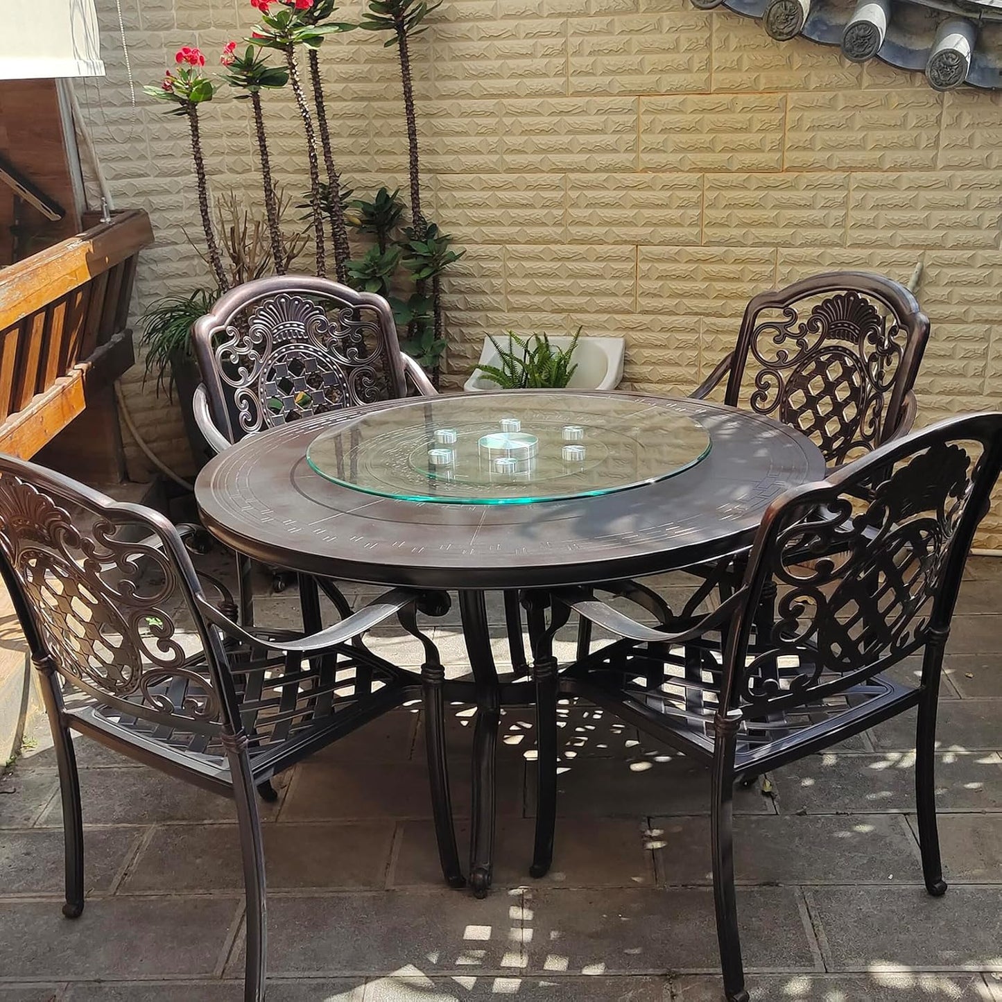 23" Large Glass Turntable Dining Table Lazy Susan, Kitchen Round Clear Tabletop Rotating Tray Lazy Susan Organizer, Party Table Centerpiece, Smooth Spin