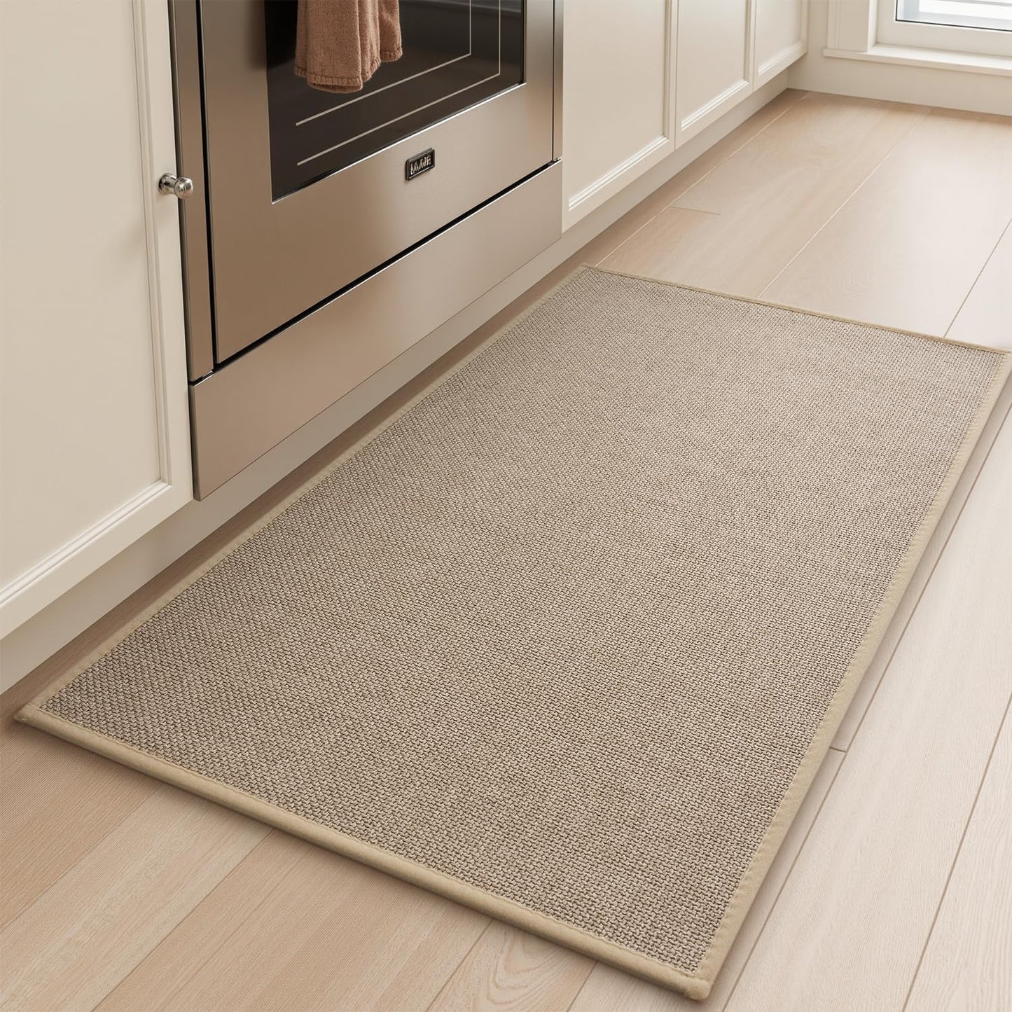 tchdio Kitchen Mats for Floor, Rubber Backed Kitchen Rugs Non Slip Washable, Superior Absorbent Kitchen Runner Rug Easy to Clean, Comfort Kitchen Floor Mat Front of Sink (Beige, 20" × 47")