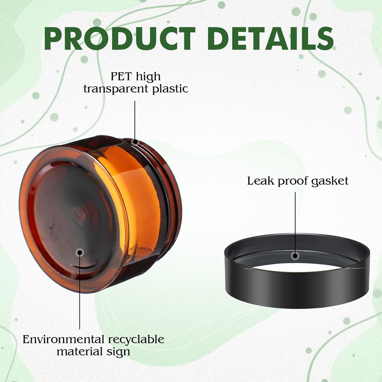 SATINIOR 6 Pack 1 oz Plastic Jars Containers with Lids Wide-mouth Refillable Leakproof Reusable Round Empty Jars for Travel Cosmetic Dry Food Spice Candy Cookie Home Kitchen Organizing(Amber)