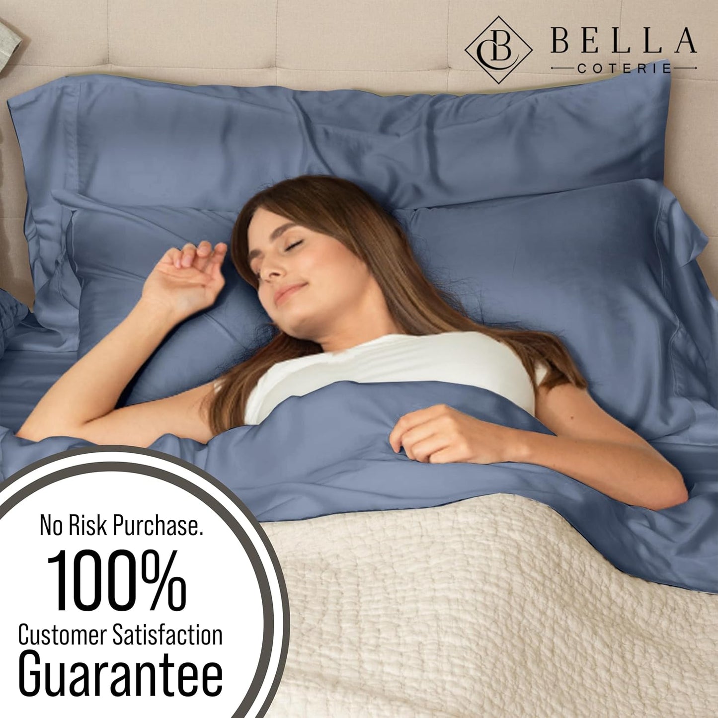 Bella Coterie Luxury Bamboo Viscose Cal King Size Sheet Set | 100% Organically Grown | Ultra Soft | Cooling for Hot Sleepers | 18" Deep Pocket [Slate Blue]