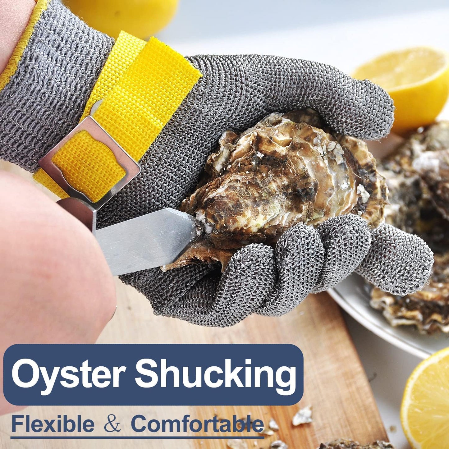 Dowellife ANSI A9 Cut Resistant Glove Food Grade, Stainless Steel Mesh Metal Knife Cutting Glove for Butcher Oyster Shucking Kitchen Mandoline Chef Slicing Fish Fillet (Small)