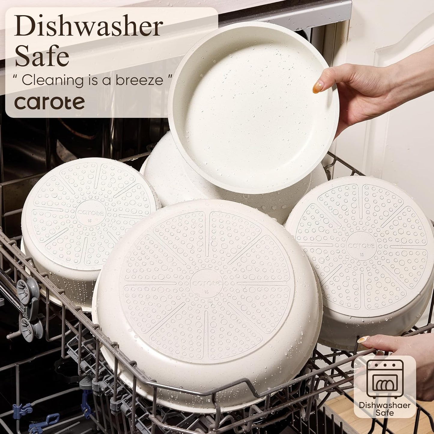 CAROTE 19pcs Pots and Pans Non Stick, Cookware Sets Detachable Handle, Induction Kitchen Pots and Pans,NonStick Cooking Set, Oven/Dishwasher/Fridge Safe, Space Saving