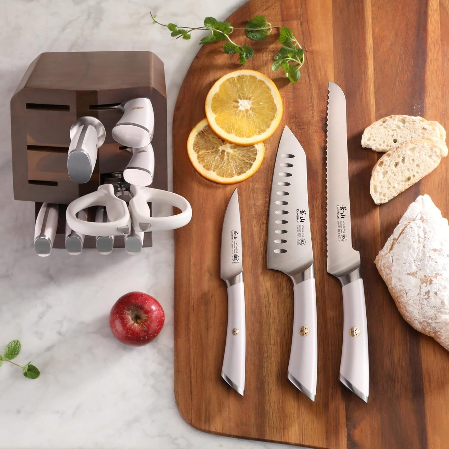 Cangshan ELBERT Series German Steel Forged Knife Block Sets (12-PIece, White)