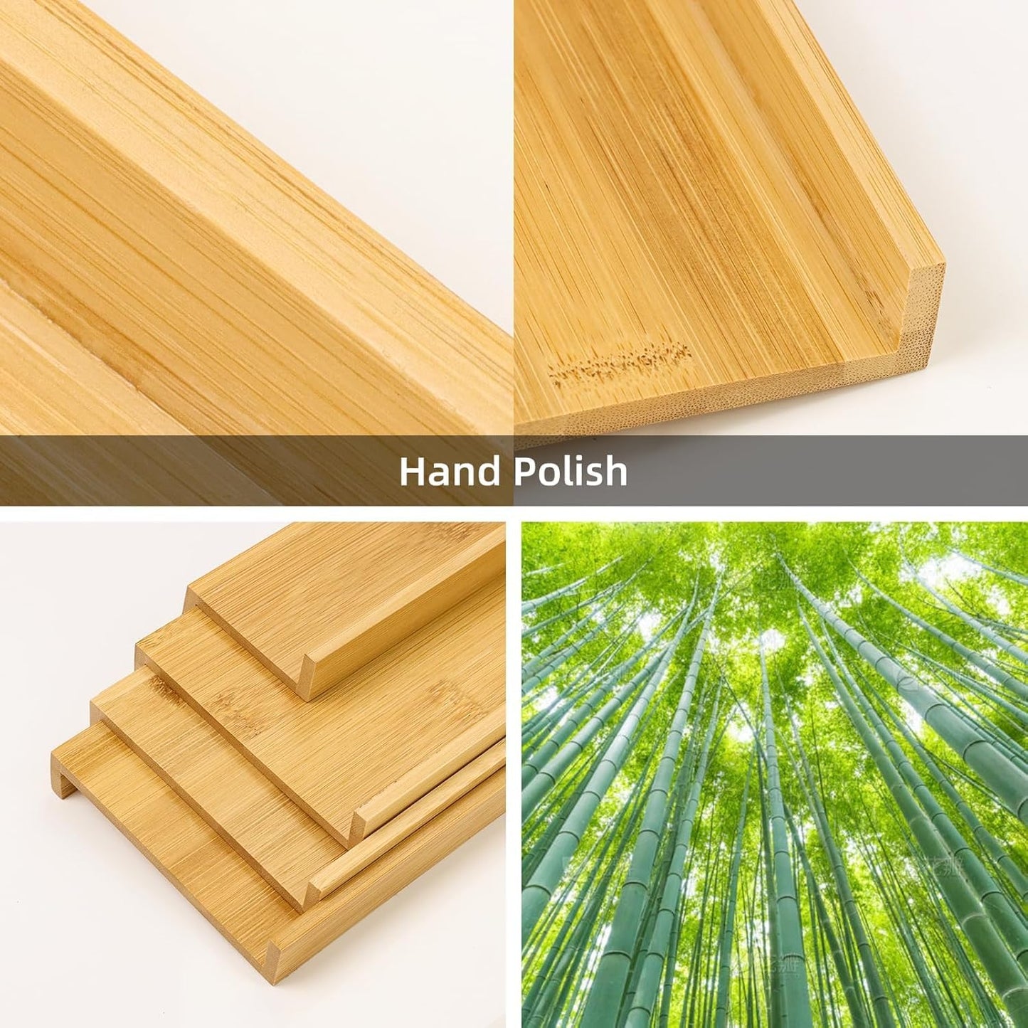 Spice Drawer Organzier,4 Tiers- 8Pcs Bamboo Spice Rack Tray Insert for Cabinet Drawer Countertop, Kitchen Seasoning Storage Drawer Organization,18" Wide x 15.8" Deep （Hold UP To 40 Jars