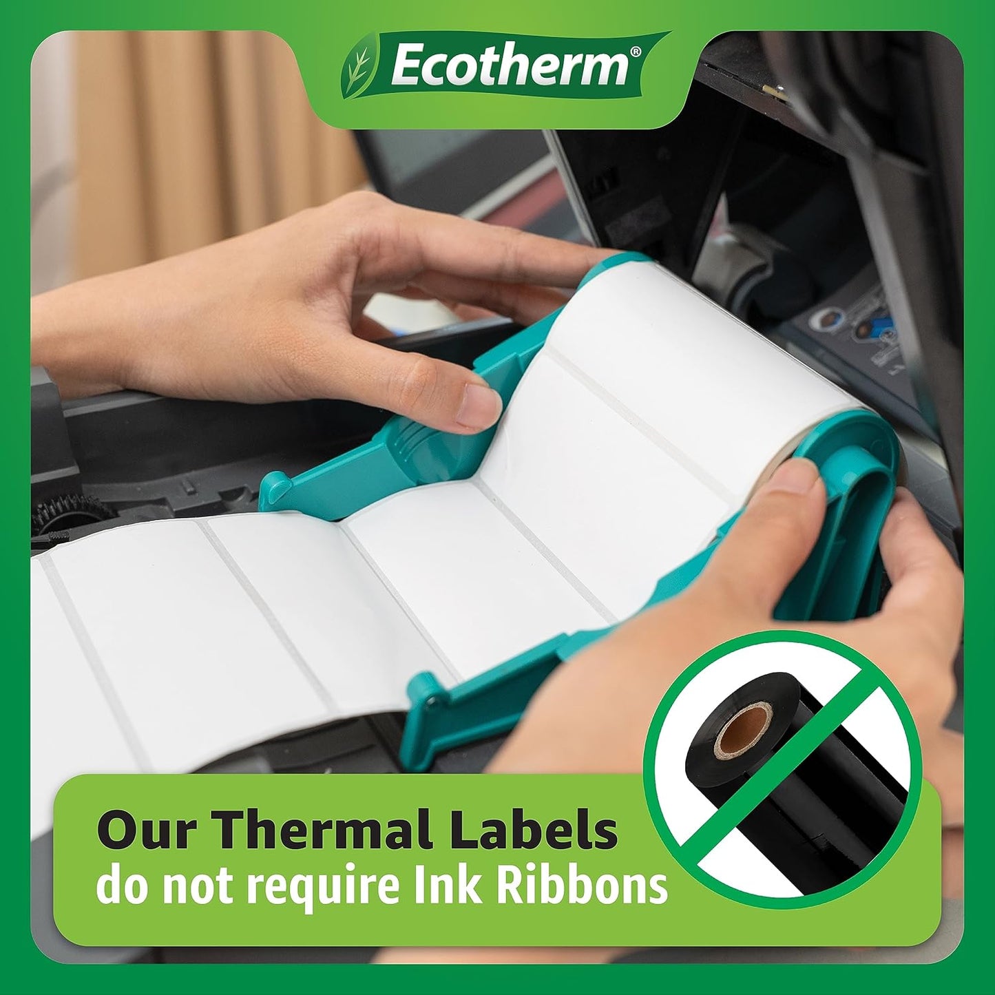 4" x 4" Thermal Labels | 4 Rolls | 1508 Labels | fits Zebra, Munbyn, Rollo, Godex, Arkscan, iDPRT, Offnova Thermal Label Printers and More | Blank White Adhesive Stickers by Ecotherm