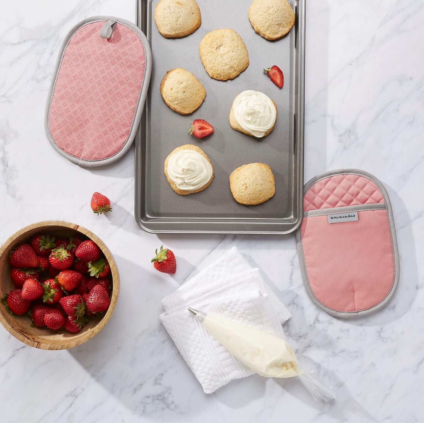 KitchenAid Asteroid Pot Holder 2-Pack Set, Dried Rose, 6.5"x10"