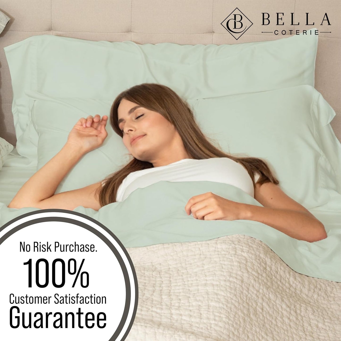 Bella Coterie Luxury Bamboo Viscose Split King Size Sheet Set | 100% Organically Grown | Ultra Soft | Cooling for Hot Sleepers | 18" Deep Pocket [Sea Glass]