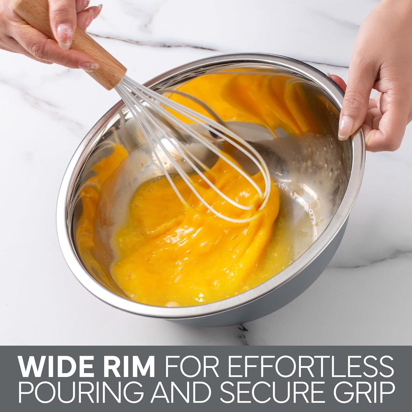 COOK WITH COLOR Stainless Steel Mixing Bowls Set - Nesting Bowls, 6 Pieces, Grey