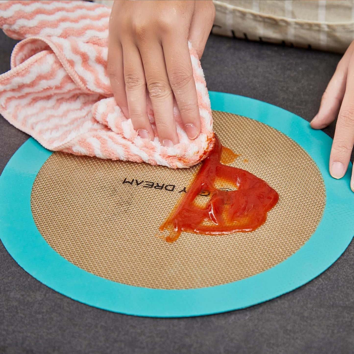 GUYDREMAT 10-Inch Silicone Baking Mats Set of 2 - Non-Stick, Heat-Safe Up to 480°F, Perfect for Pizza, Cakes, Pastries, Bread, Foldable for Storage, Works in Standard Ovens, Food Grade & Reusable