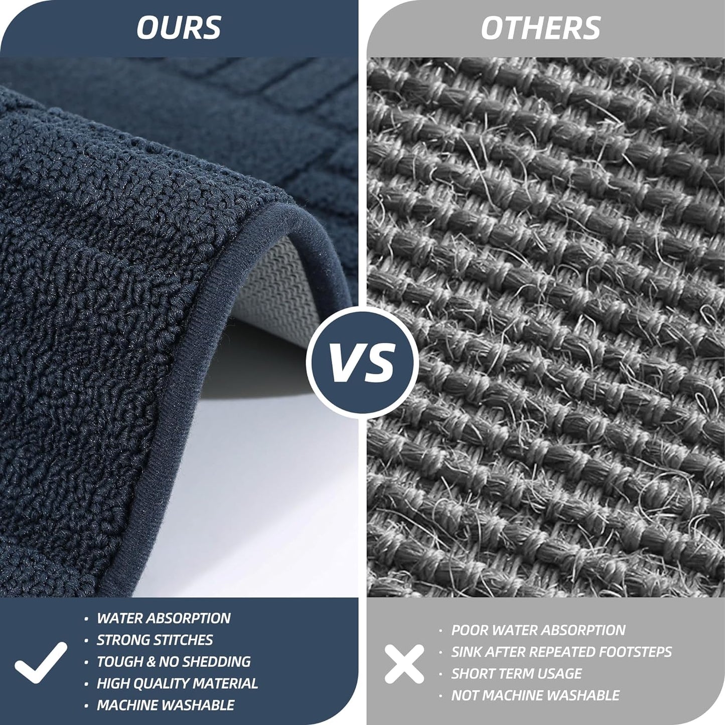 BEQHAUSE-Kitchen-Rugs-and-Mats Non Slip Kitchen Runner Rug Absorbent Kitchen Mats for Floor Machine Washable Kitchen Floor Mat,Navy Blue 24”x71”