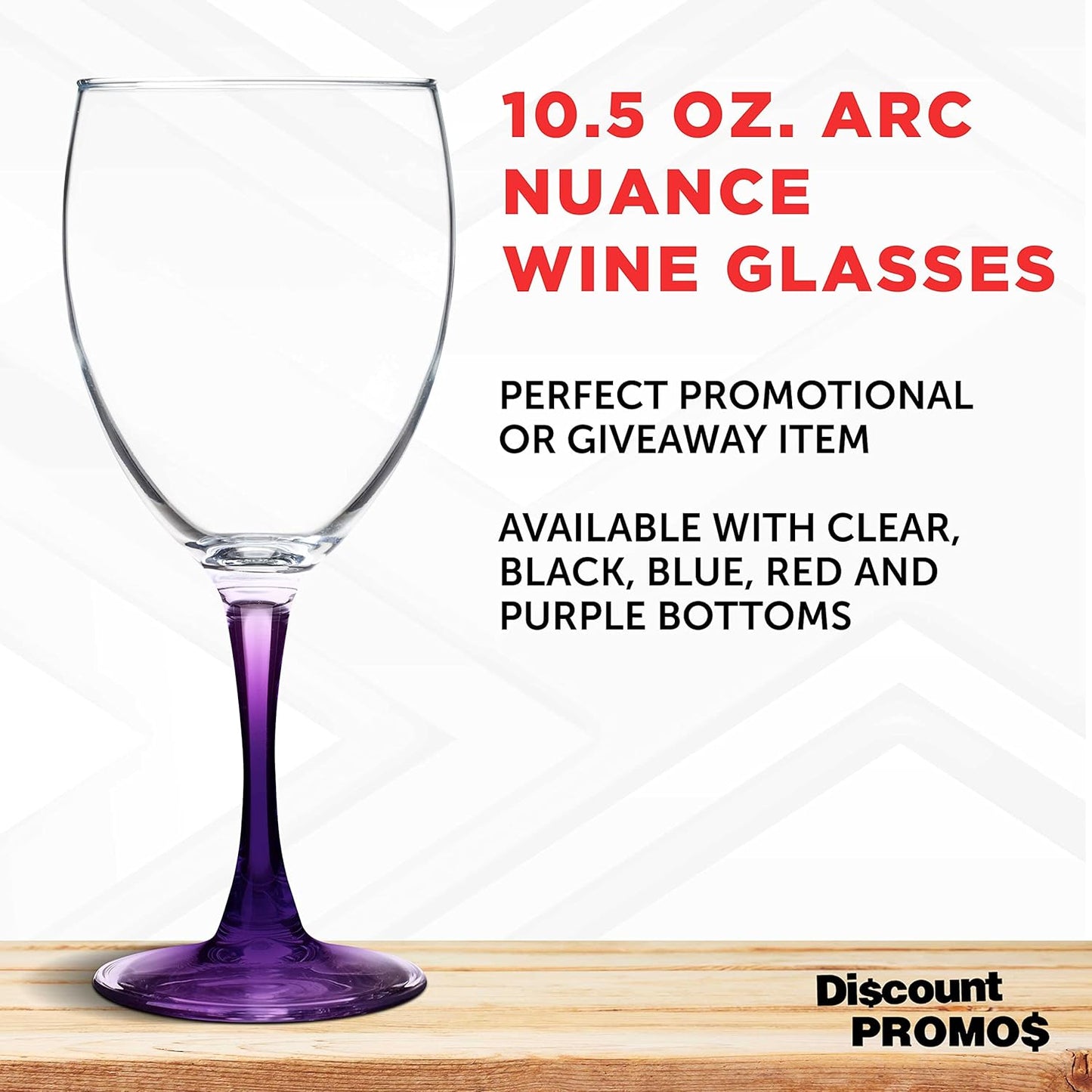 DISCOUNT PROMOS Nuance Wine Glasses by ARC 10.5 oz. Set of 10, Bulk Pack - Restaurant Glassware, Perfect for Red Wine, White Wine, Cocktails - Purple