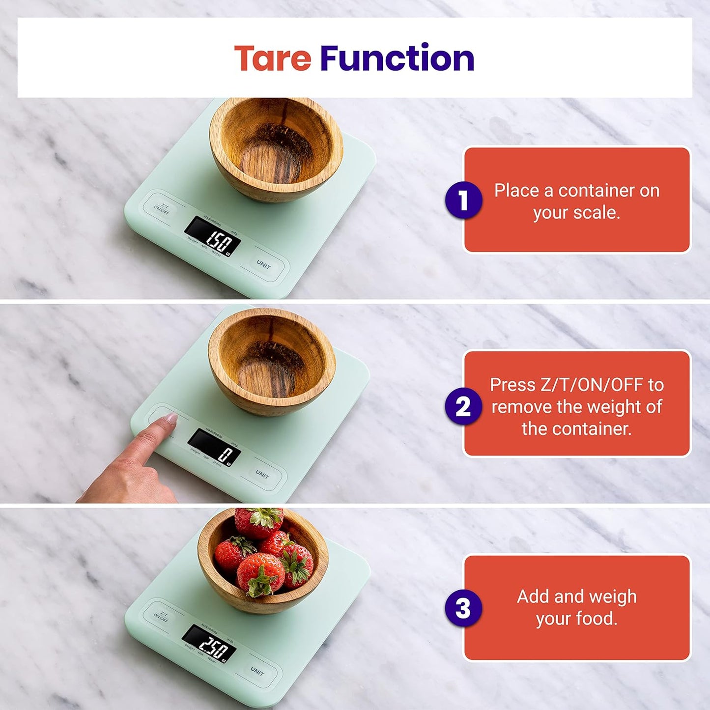 Etekcity Food Kitchen Scale, Digital Grams and Ounces for Weight Loss, Baking, Cooking, Keto and Meal Prep, LCD Display, Medium, Green