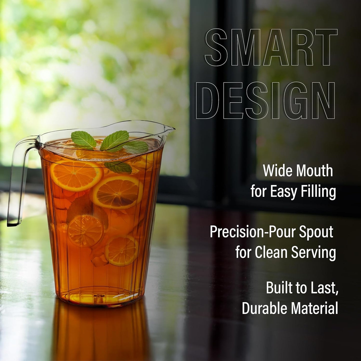 DecorRack 2 Pack - 75 oz Polycarbonate Plastic Pitcher Beverage Dispenser with Pour Spout Shatterproof Catering and Restaurant Serveware for Cold Drinks, Water, Lemonade, Beer, and Sangria (2 Pack)