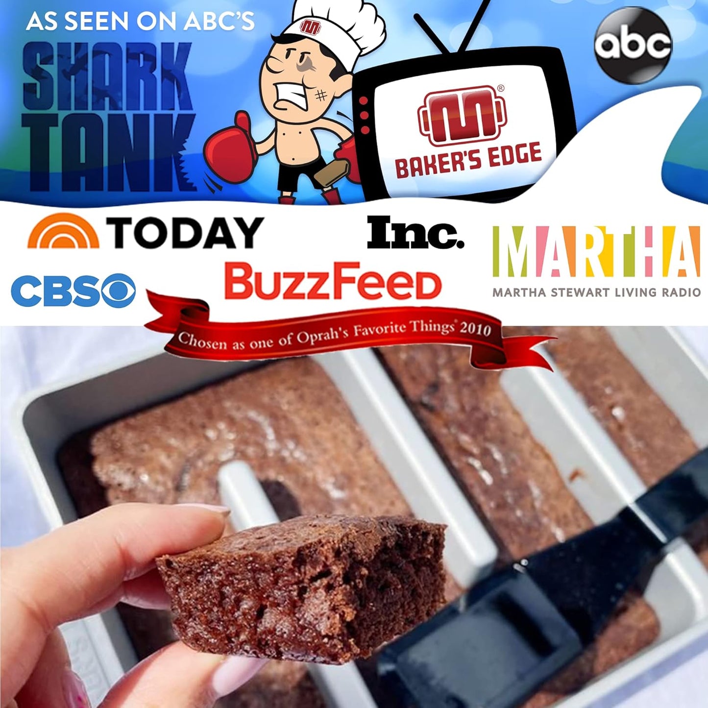 Baker's Edge Brownie Pan, The Original All Edges Brownie Pan for Baking | Premium Double Nonstick Coating, Heavy Gauge Cast Aluminum, Rectangular 9x12” Size Baking Pan - US Patented Design