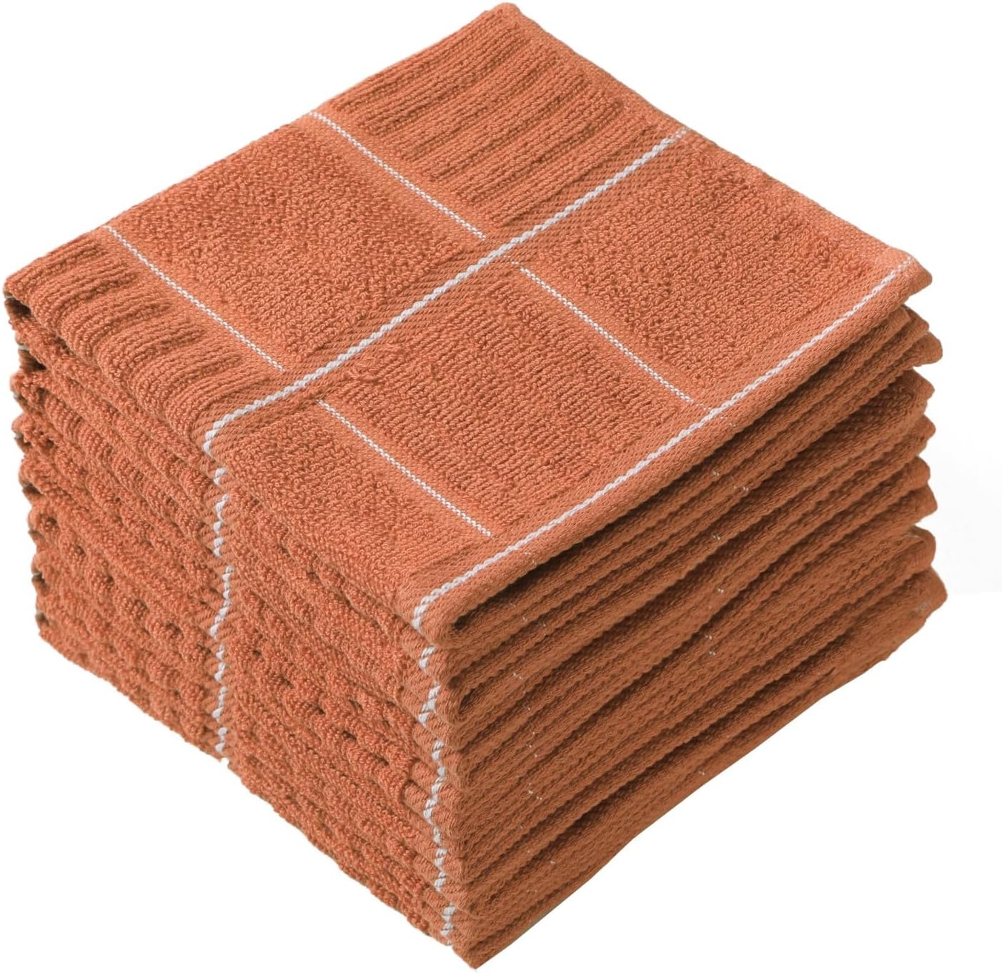 Glynniss Dish Cloths for Kitchen Washing Dishes, Super Absorbent Dish Rags, Cotton Terry Cleaning Cloths Pack of 8 (Rust, 12x12 inches)