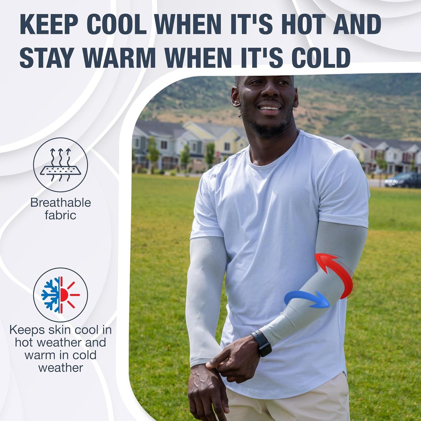 SportsTrail Cooling Arm Sleeves for Men & Women – Breathable, UV Sun Protection, Sports Arm Sleeves for Women, Men & Youth