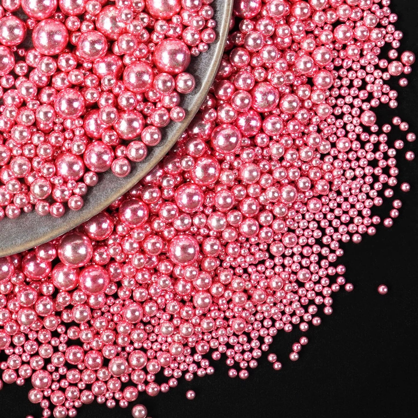 Dazzjoy Edible Rose Gold Pearl Sugar Candy Sprinkles, Mix Size, 4.58oz, Sprinkles for Cupcake Decorating, Baking Cake Decorations, Wedding Party Valentines Easter Supplies