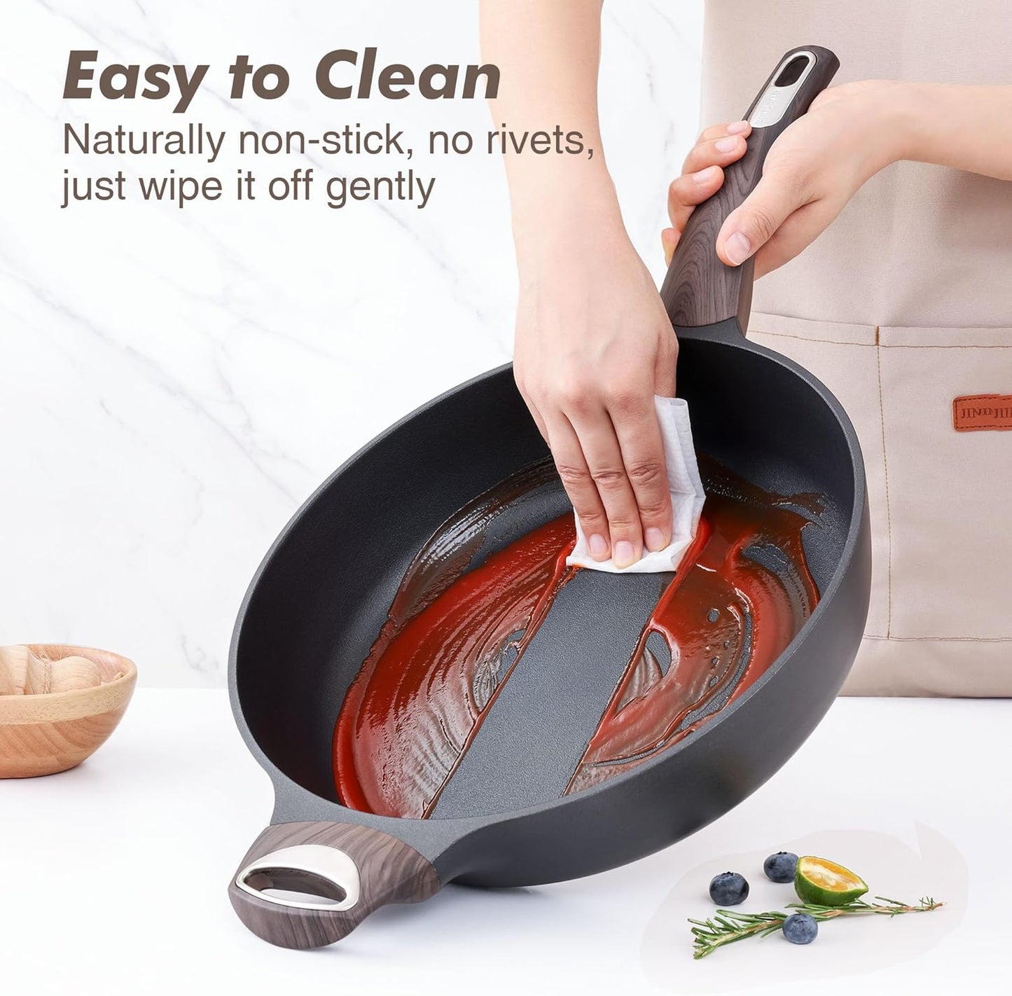 SENSARTE Nonstick Frying Pan Skillet with Lid, 12 Inch Large Deep Frying Pan, 5 Qt Non Stick Saute Pan with Cover, Induction Pan, Healthy Non Toxic Cooking Pan with Helper Handle, PFOA PFOS Free