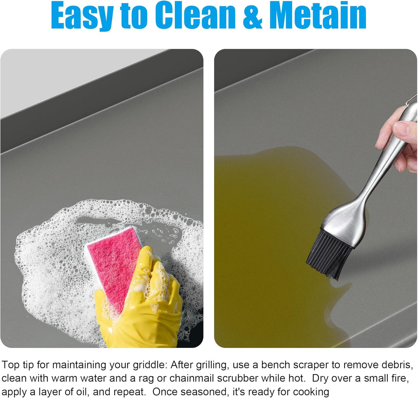 Professional 16x38 in Flat Top Steel Griddle for Camp Chef GB90D, TB90LW,Fry Griddle Accessories for Camp Chef 3 Burner Propane Stove Grill,1 Carry Bag and Grease Cup with Clip