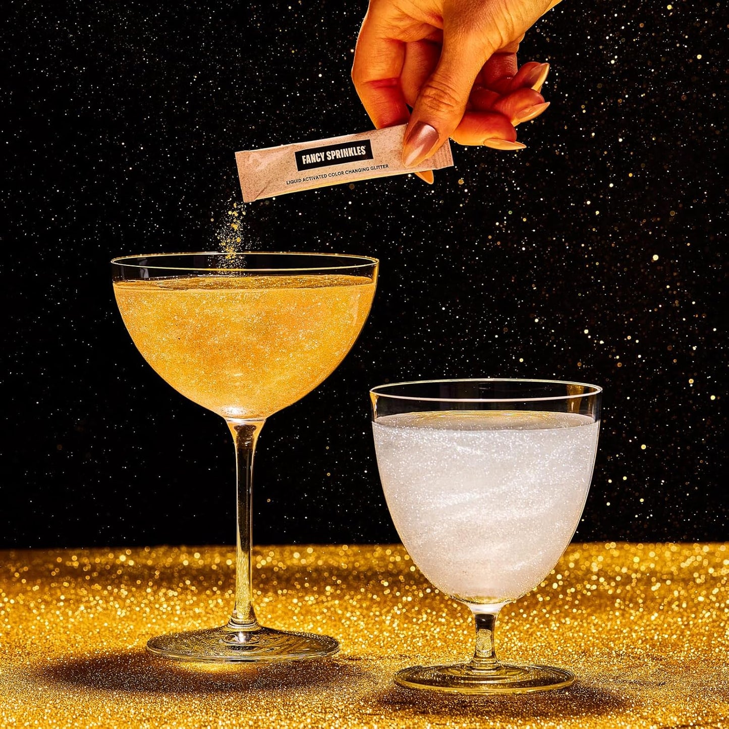 Fancy Sprinkles Pop The Bubbly Edible Glitter Packets Portable & On-The-Go for Sparkling Drinks, Champagne, Cocktails, Wine, Beer, & more. (1 Pack)