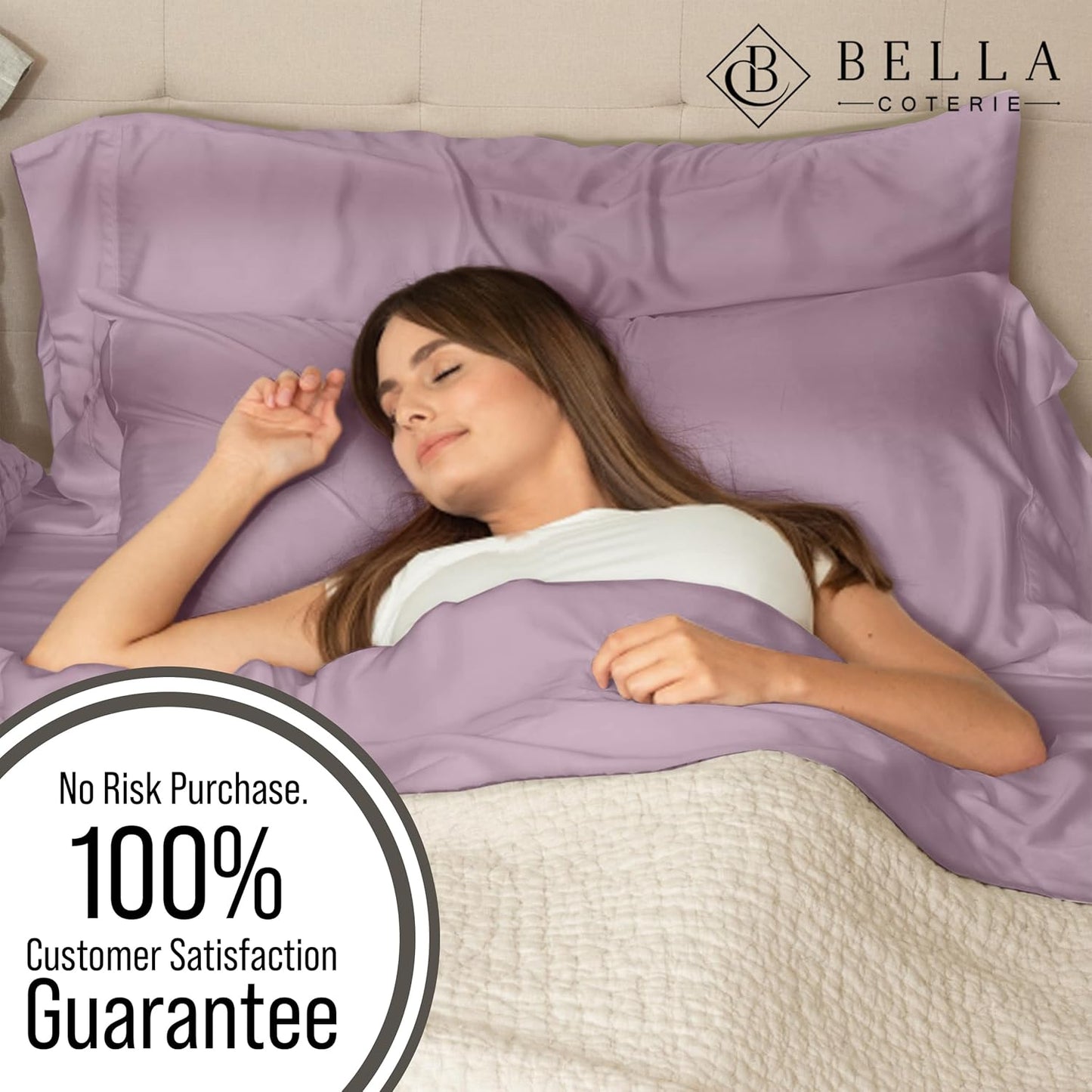 Bella Coterie Luxury Bamboo Viscose King Size Sheet Set | 100% Organically Grown | Ultra Soft | Cooling for Hot Sleepers | 18" Deep Pocket [Lilac]