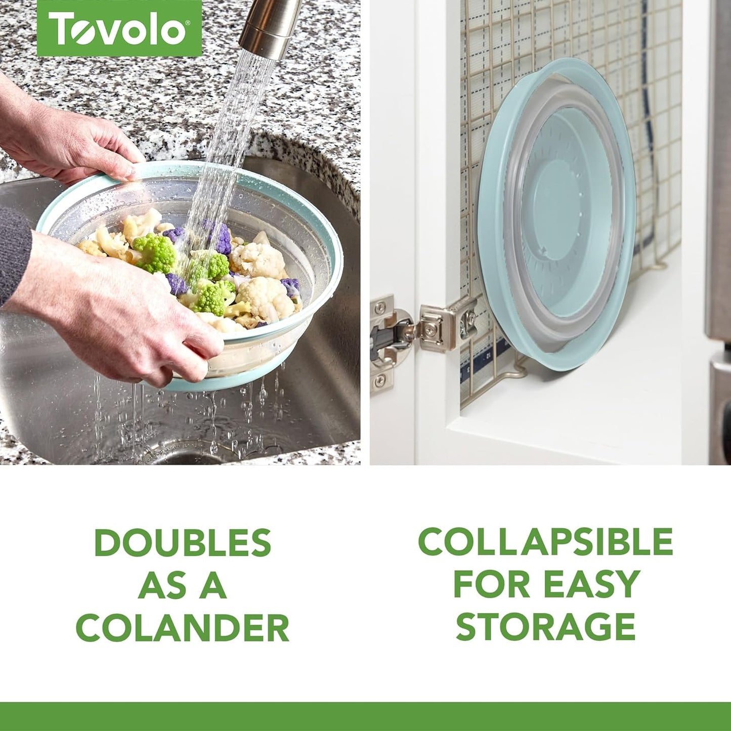 Tovolo Microwave Splatter Cover for Food, Medium (Blue Haze) - Collapsible & Vented Silicone Splatter Guard Lid - Microwave Plate & Dish Cover with Handle - BPA-Free Kitchen Gadget for Meal Prep