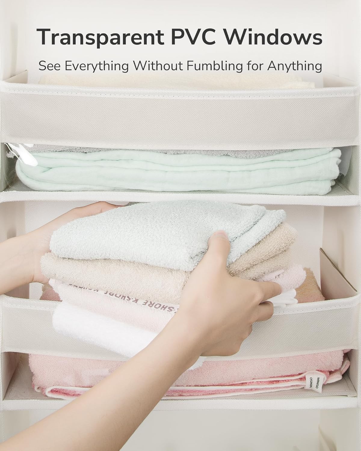 ULG Over The Door Organizer with 6 Large Pockets 12 Side Pockets, 50lbs Weight Capacity Door Hanging Organizer for Bedroom, Bathroom, Pantry, Nursery Storage, Beige