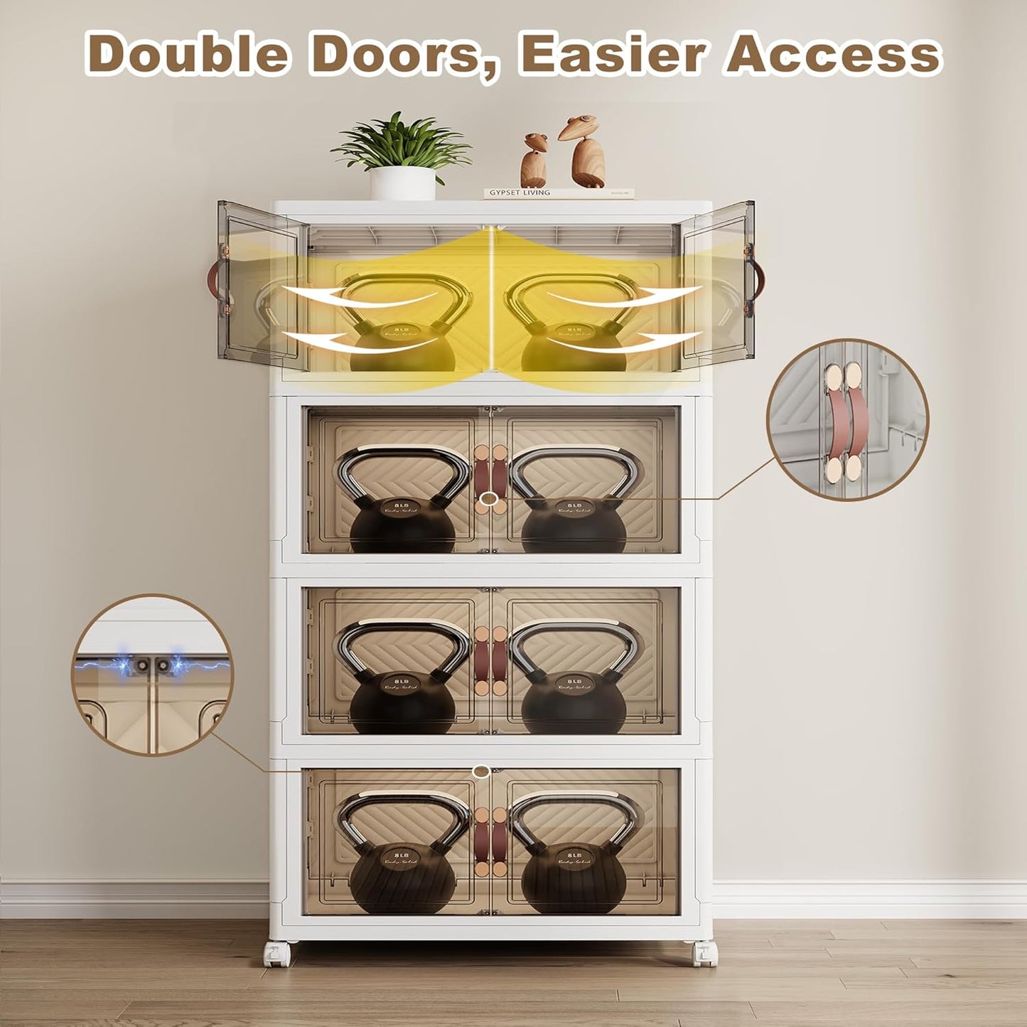 SAILUN 433QT/108 Gal Extra Stackable Storage Bins Large Collapsible Storage Bins with Wheels and Lid, Open Front Folding Closet Organizers and Storage,4Pack 26" W x 17" D x 56.7" H