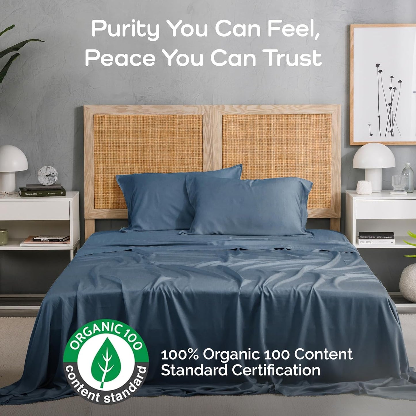 100% Viscose from Bamboo Sheets California King Size, Super Soft Bedding Set, 4PC Cooling Sheets for Hot Sleepers, Vegan Silk Moisture Wicking, Organically Grown Bedsheet, Storm - 72" x 84"