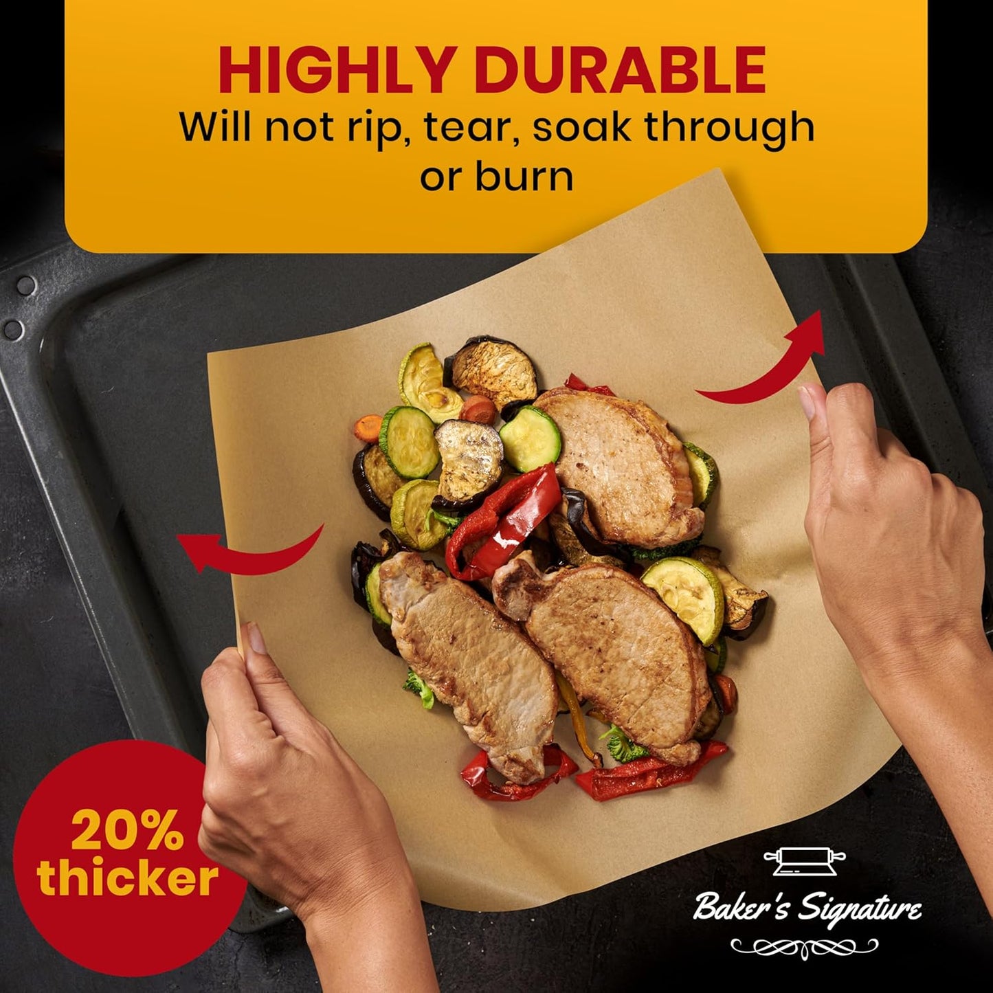 220 PCS Parchment Paper Baking Sheets, 12x16 Inches by Baker's Signature | Precut Non-Stick & Unbleached - Will Not Curl or Burn, Non-Toxic & Comes in Convenient Packaging