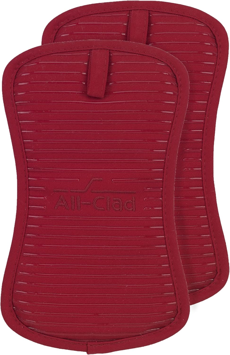 All-Clad Premium Pot Holder & Heating Pad, (2-Pack) Heat Resistant to 500 Degrees, 100% Cotton 10"x6.25" for Kitchen and Barbeque, Chili Red