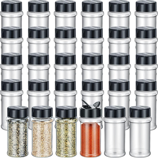 Jadive 36 Pcs Plastic Spice Jars with Shaker Lids Clear Spice Bottles Plastic Seasoning Containers Empty Shaker for Kitchen Storing Herbs Seasoning Powders Pepper Dry Goods
