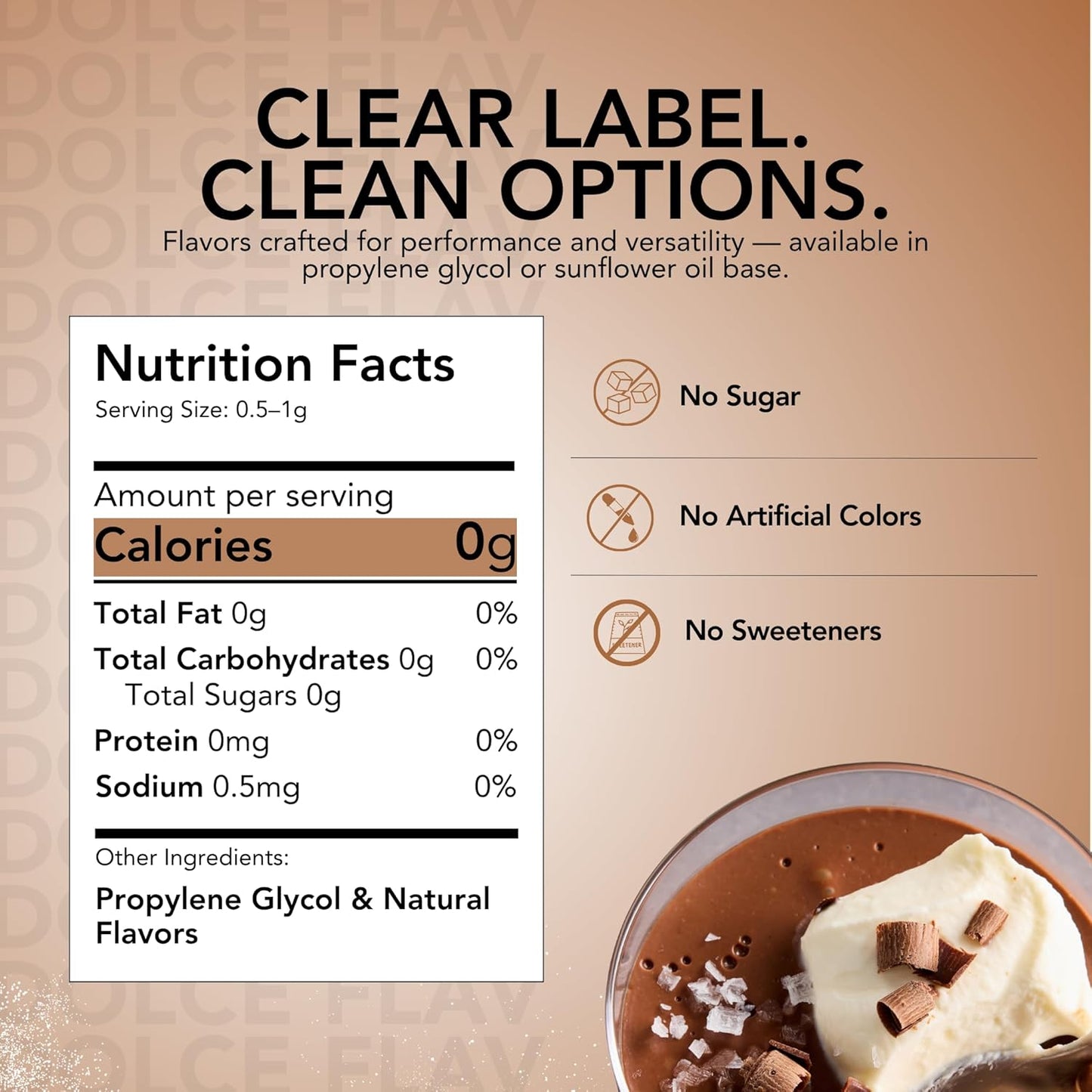 Dolce Flav Natural Chocolate Extract – Sugar-Free & Kosher – Pure Cocoa Flavor for Baking, Coffee, Ice Cream, Smoothies & Desserts – Highly Concentrated – 2 oz