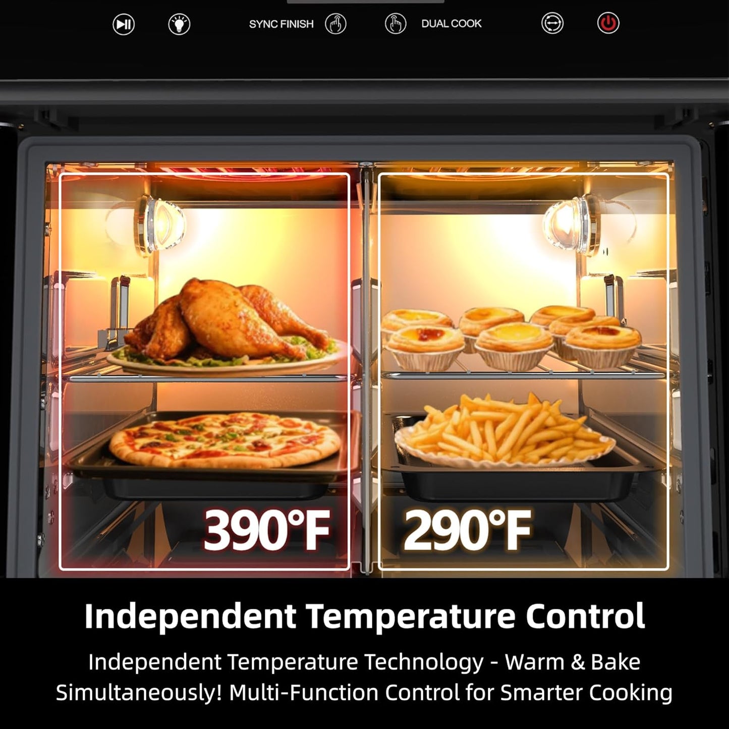 Air Fryer Toaster Oven Combo, 24 QT Fench Door Countertop Toaster Oven, 360 Degree Air Flow, 15 Cooking Functions, Digital Controls, 13 Accessories Included, Stainless Steel Finish