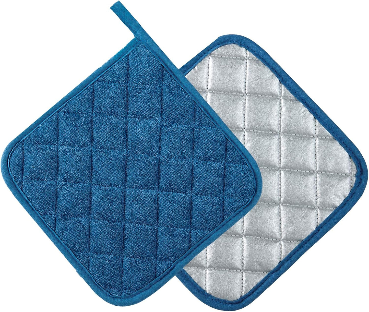 Joyhalo 4 Pack Pot Holders for Kitchen,Cotton Oven Holder with Great Heat Resistance,Non Slip Hot Pads for Kitchen Clearance,Federal Blue