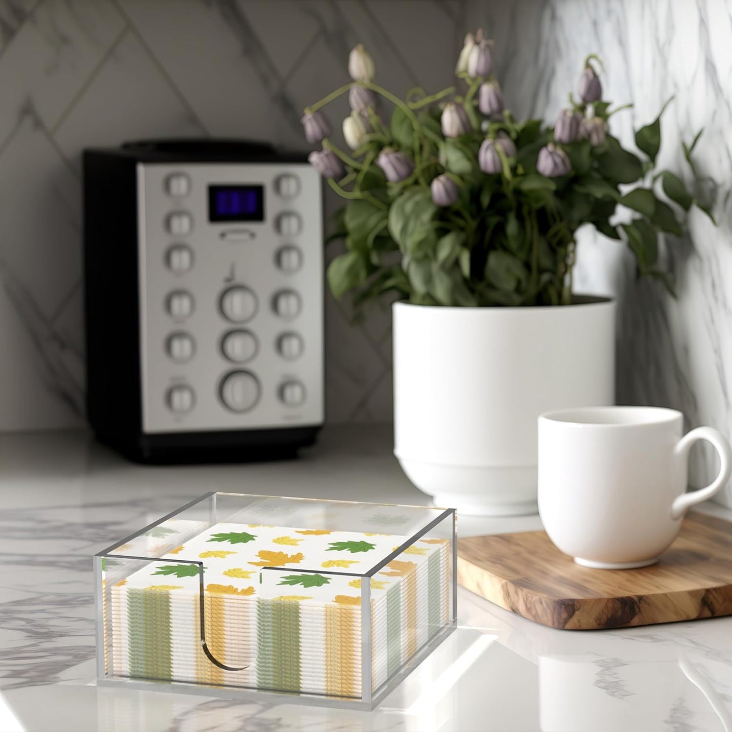 Rubtlamp 2Pcs Acrylic Napkin Holder Bathroom - 0.2Inch Thickness Acrylic Guest Towel Napkin Holder - Hand Towel Tray for Kitchen, Parties, Weddings, Party, Hotel, Restaurant (Clear, 5.5”X5.5”X2.5”)