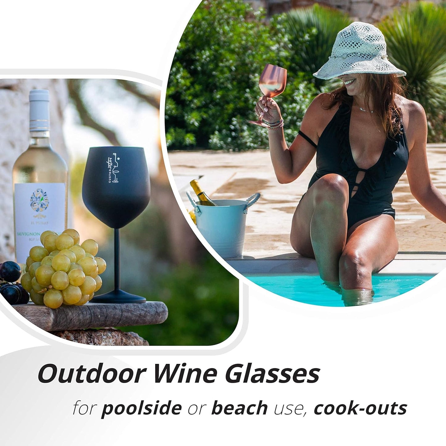 Gusto Nostro Stainless Steel Wine Glass - 18 oz - Unbreakable Black Wine Glasses for Travel, Camping and Pool - Fancy, Unique and Cool Portable Metal Wine Glass for Outdoor Events, Picnics (Set of 4)