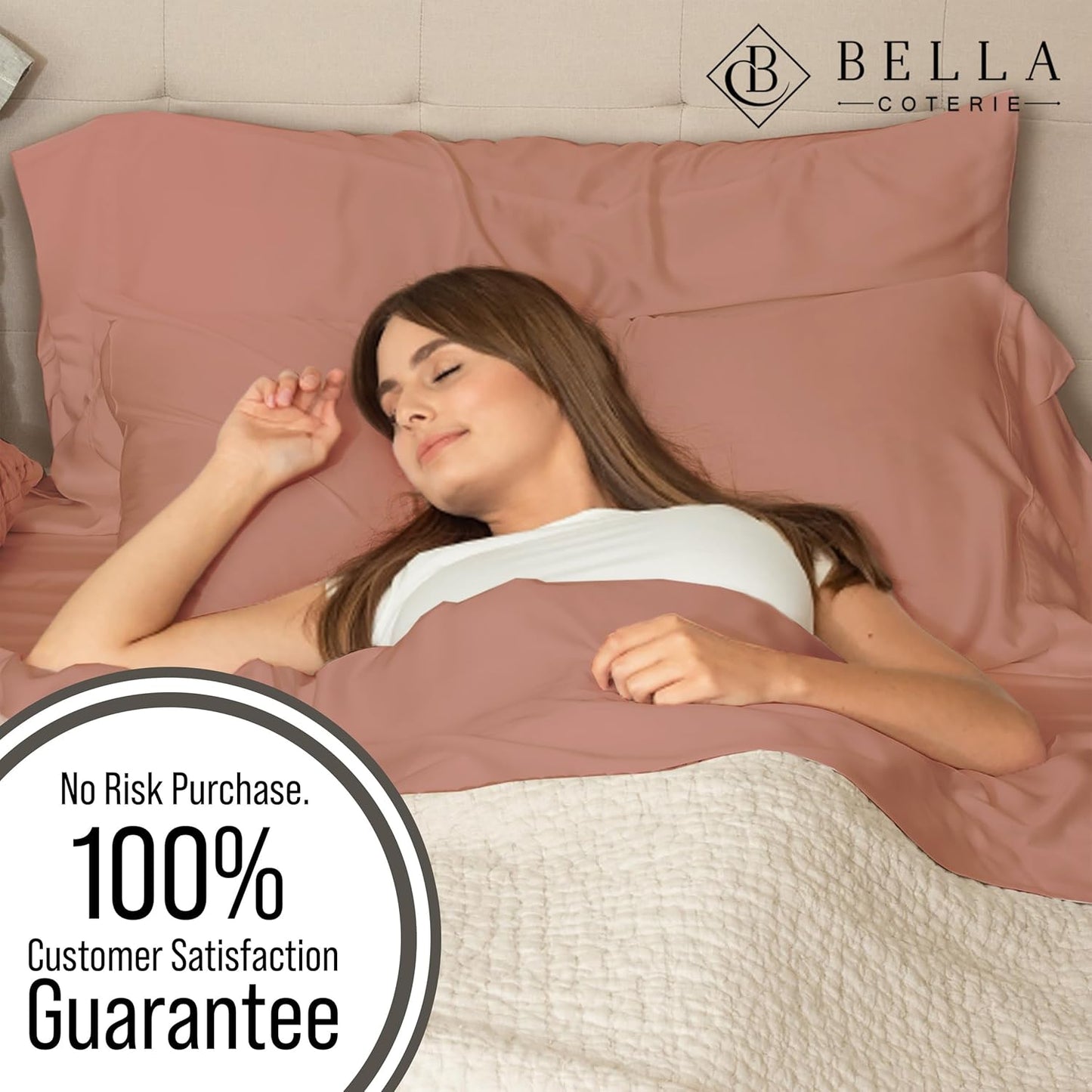 Bella Coterie Luxury Bamboo Viscose Split King Size Sheet Set | 100% Organically Grown | Ultra Soft | Cooling for Hot Sleepers | 18" Deep Pocket [Raisin]