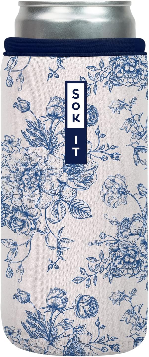 Sok It CanSok Sleeve for Beer & Soda Insulated Neoprene Cover (Like Fine China, 12oz Slim Can Sleeve)